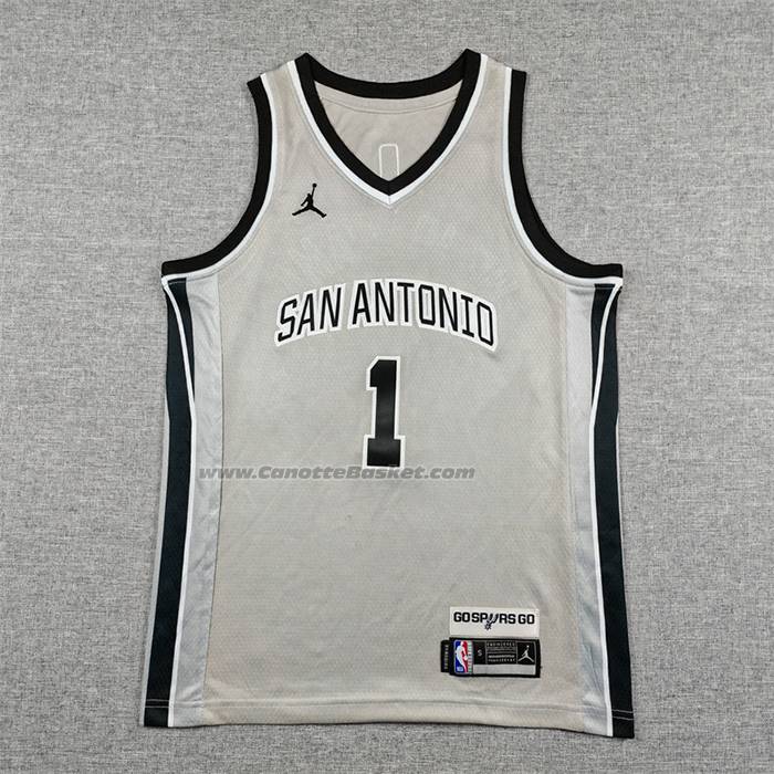 Maglia Bambino San Antonio Spurs Victor Wembanyama No 1 Statement 2025-26 Grigio
